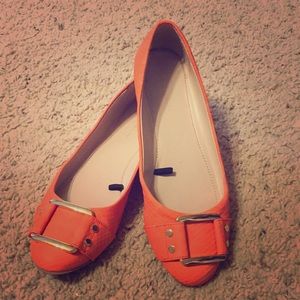 Banana Republic Flats~Orange with gold buckle size 6